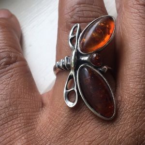 Beautiful Amber  butterfly ring